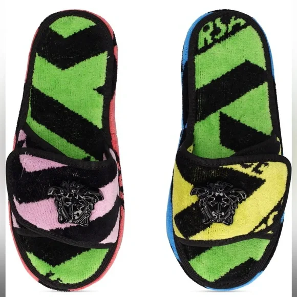 Versace | Shoes | Versacela Greca Jacquard Cotton Slippers  display picture 1